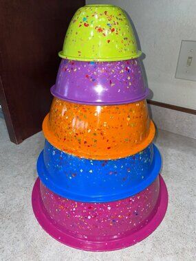 Zak! Confetti Mixing Bowls Set Of 5 - Colorful Nesting Design - Vibrant & Durabl